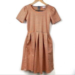 LuLaRoe Amelia Orange & Grey Dress Size XS